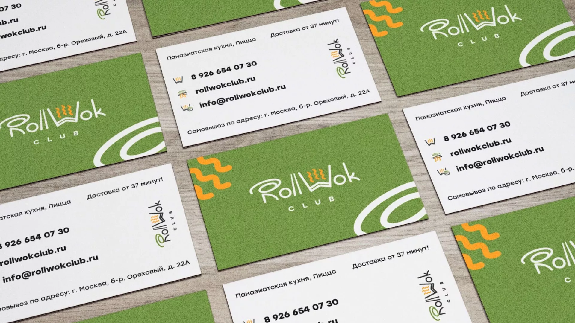 Разработка дизайна визиток суши-бара «Roll Wok Club» в Юрьевце